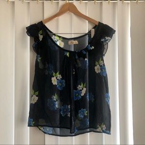 Hollister Sheer Blue Floral Top